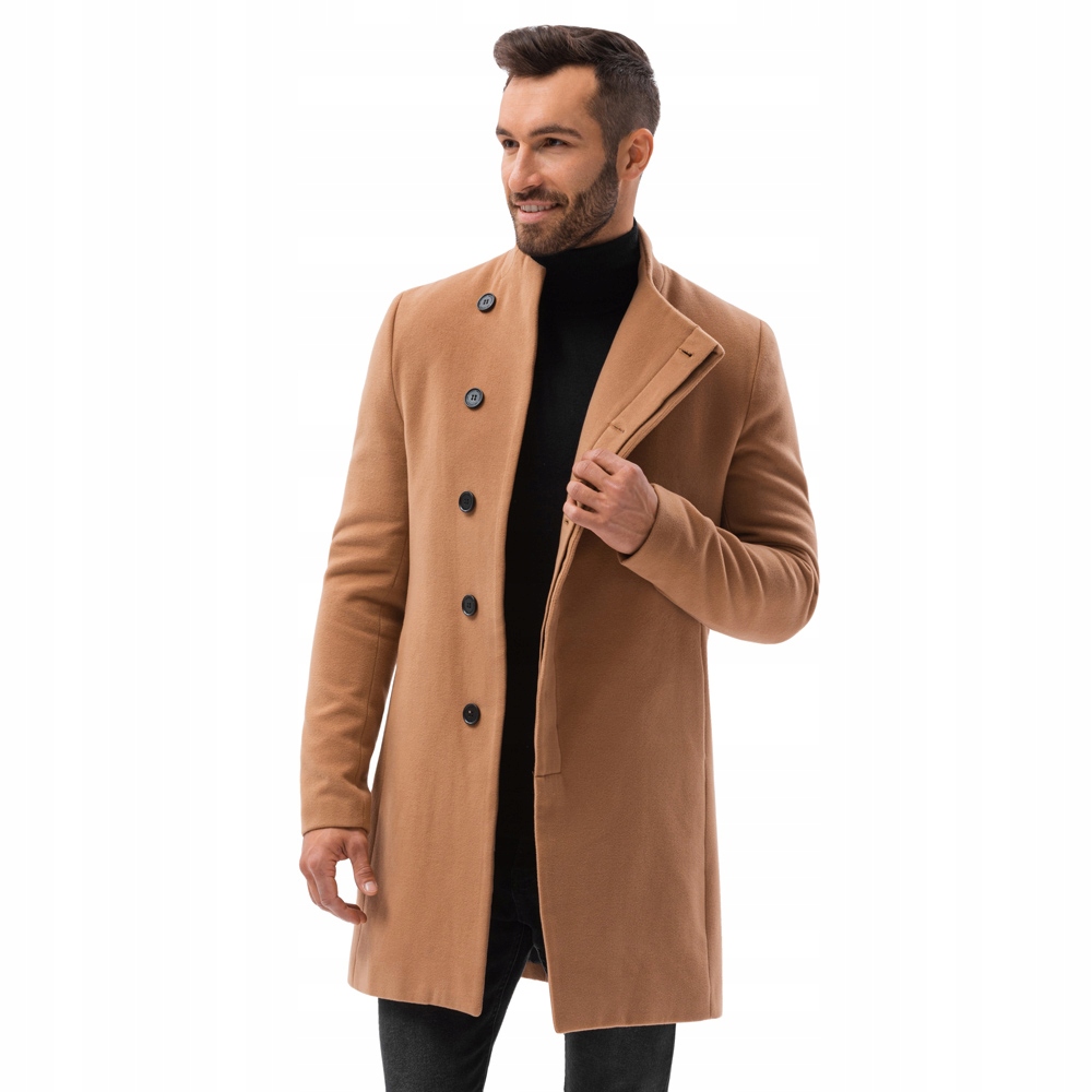 

Płaszcz męski elegancki stójka C501 kawowy M