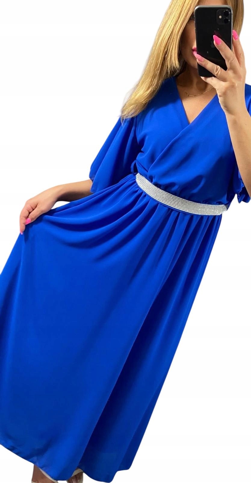 V0004 Elegantní Šaty Perla S Ozdobným Páskem Chabrowa vel. 40 (L)