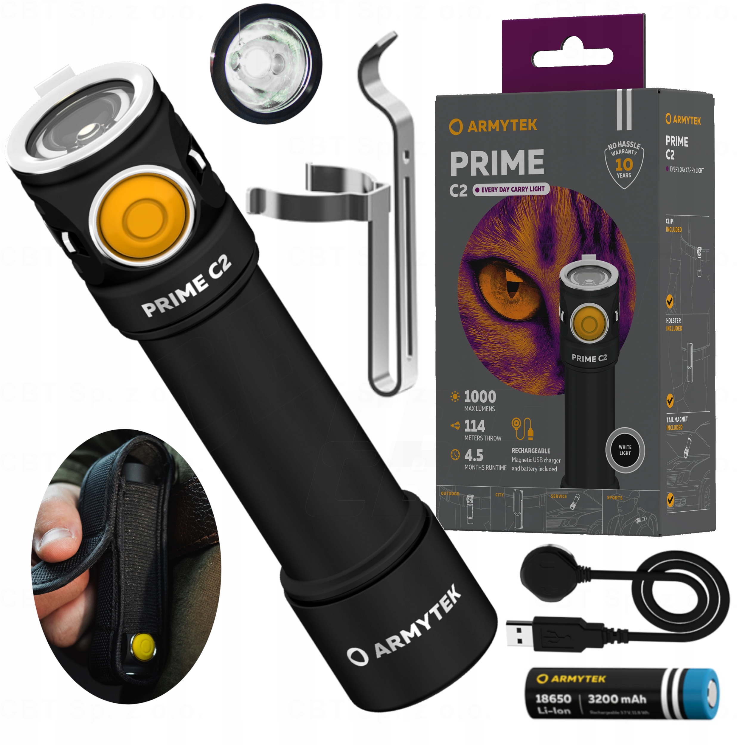 LATARKA AKUMULATOROWA PRIME C2 MAGNET USB WHITE LAMPKA SPORTOWA NA KEMPING