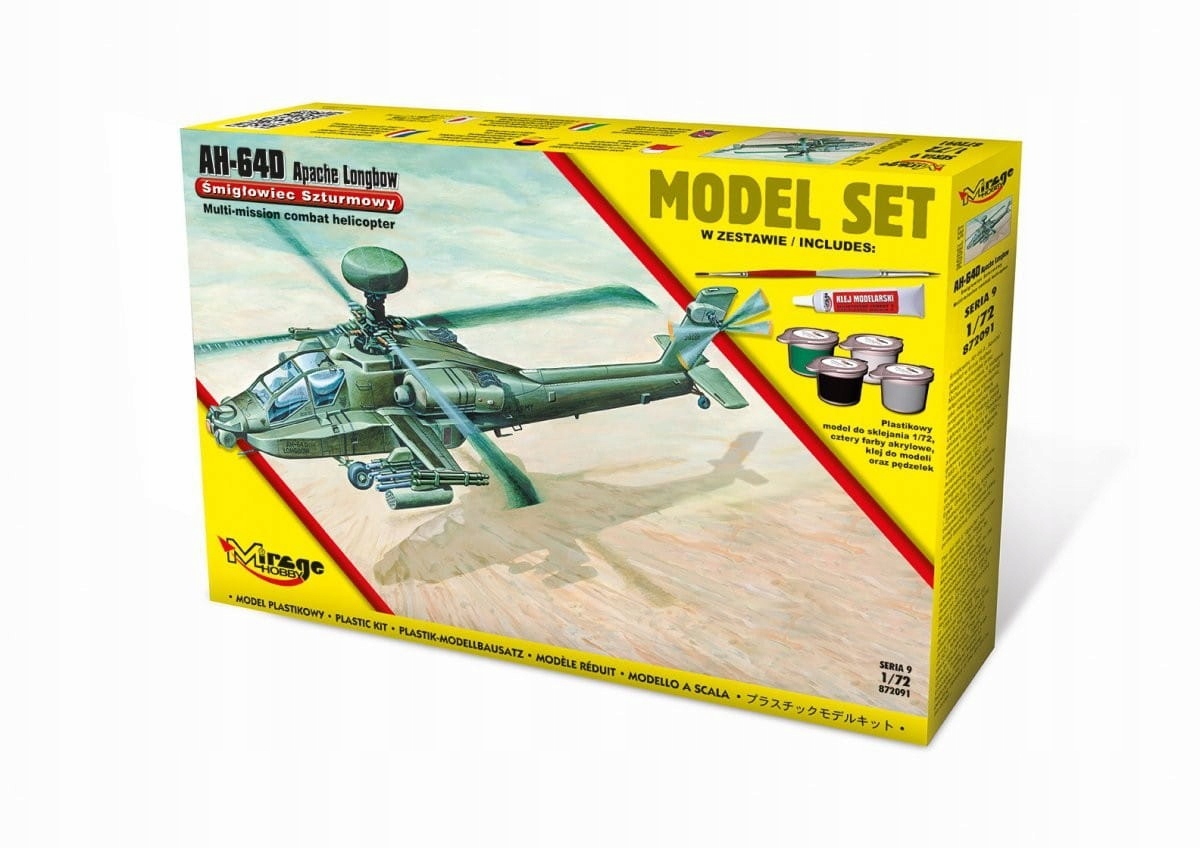 Útočný vrtulník model ke slepení Apache 1:72 vrtulník Mirage