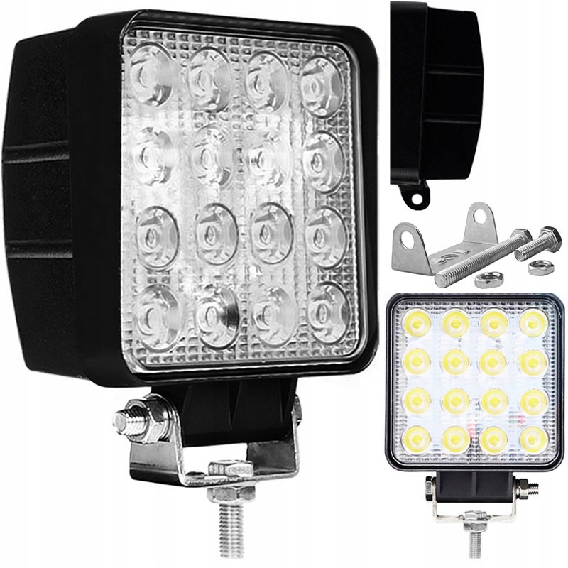 LAMPA ROBOCZA DIODOWA 16x LED PROSTOKATNA GRUBA KONTRUKCJA SZPERACZ