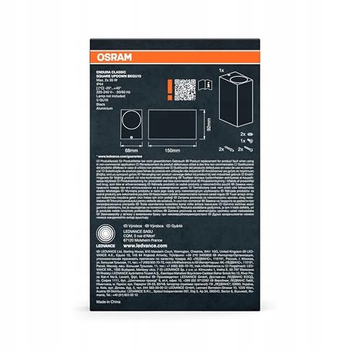 OSRAM Endura Klasyczna Czarna Lampa Ścienna Zewnętrzna GU10 IP44 — miniatura 5