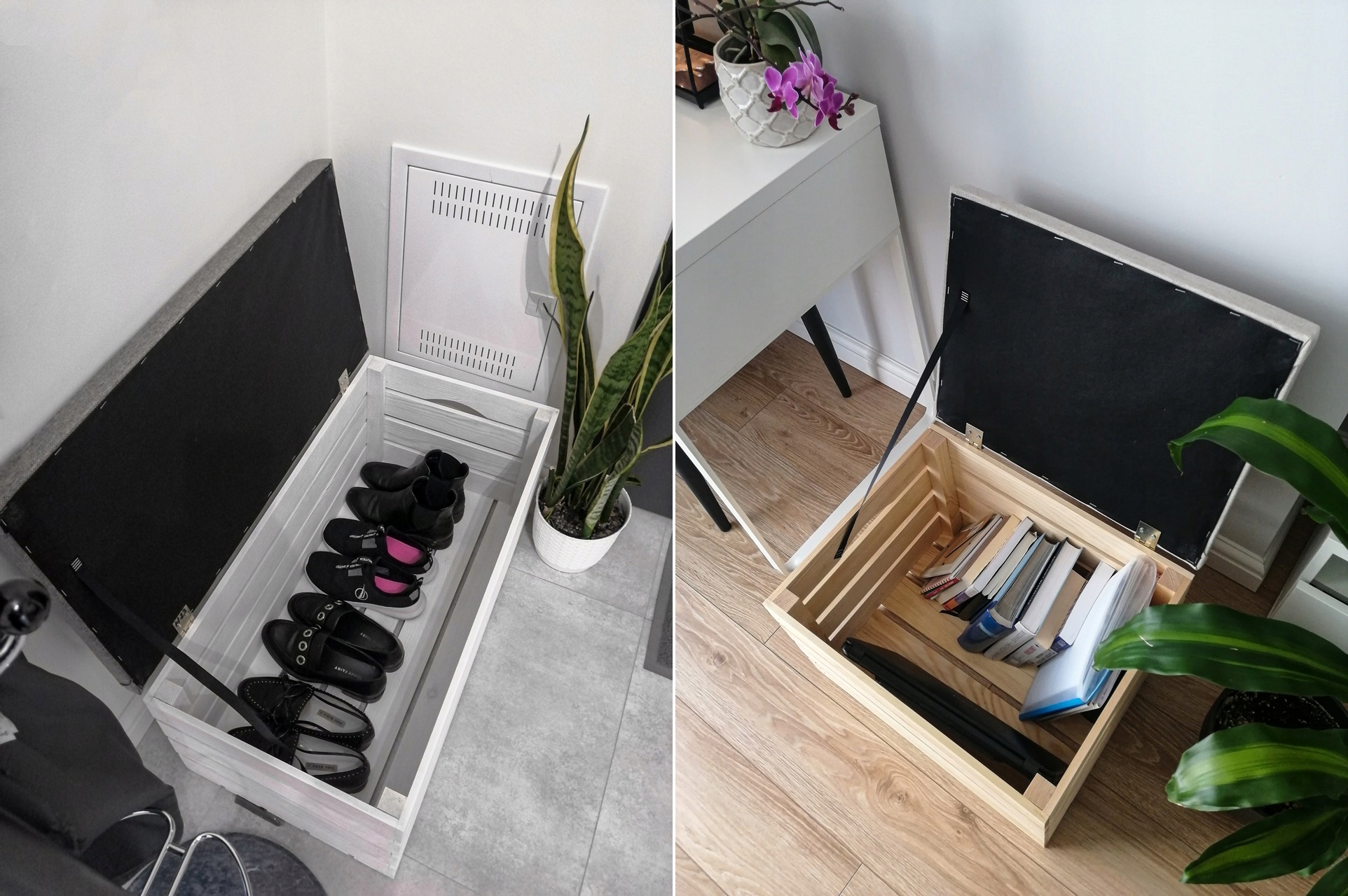 SOSNOWA PUFA SKRZYNIA DUŻA BIAŁA SIEDZISKO SCHOWEK Kolor obicia odcienie brązu