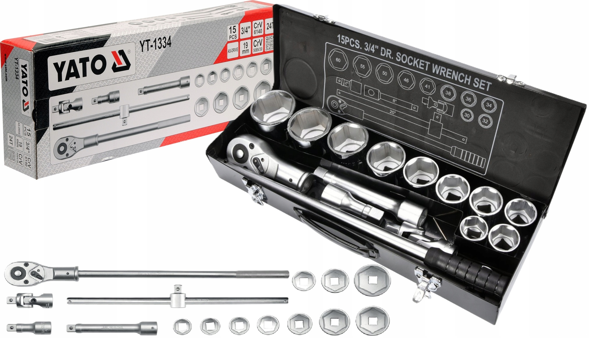 Sada Nástrojov Na Kľúče 3/4'' 15ks Yato YT-1334