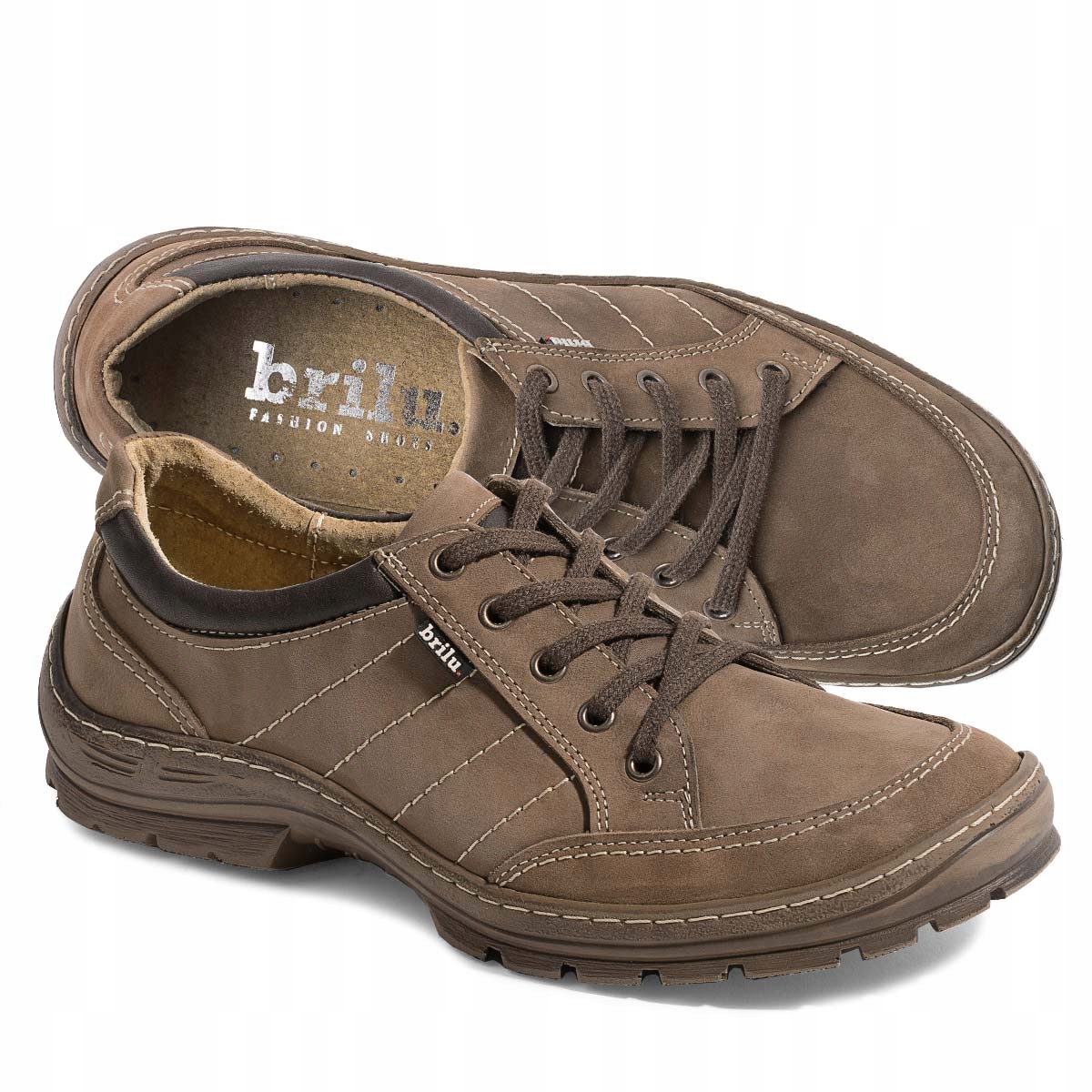 Brilu Skórzane Buty Trekkingowe Brązowe 42