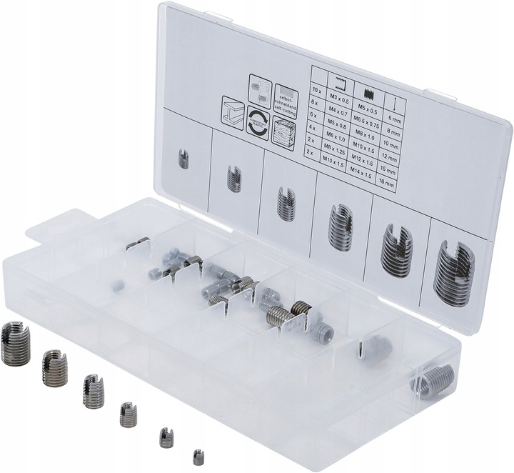 Tulejki redukcyjne do gwintów M5-M14 32szt rowek