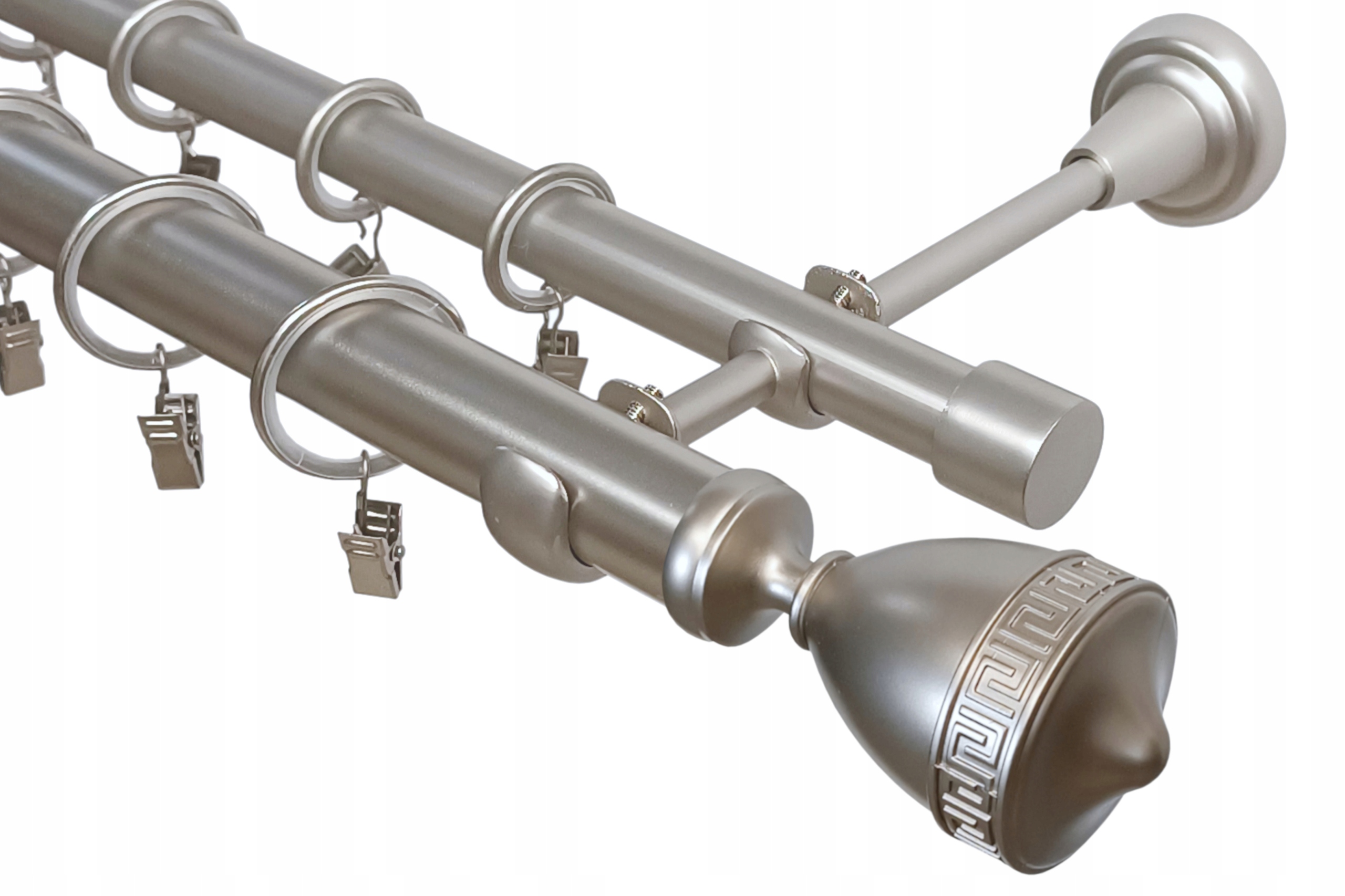 Garnýž Dvojitá Kovový Satén Tichá Kolečka 25+19 360 CM Verso