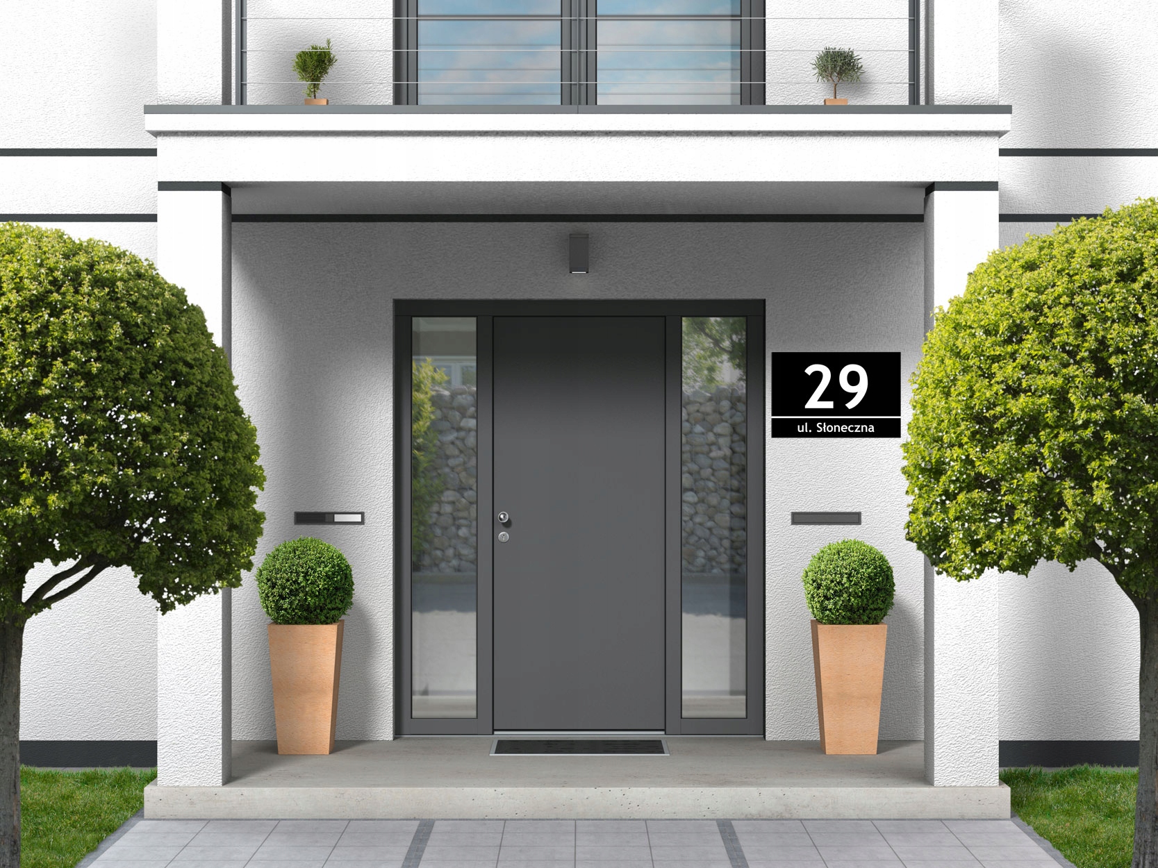 Tabliczka adresowa numer domu Czarna ALUMINIOWA Grubość 3 mm