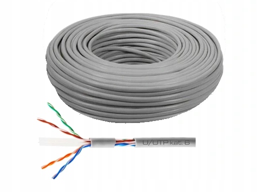 Kabel Sieciowy Skrętka U/utp KAT.6 Miedź Przewód Internetowy 55 Metrów