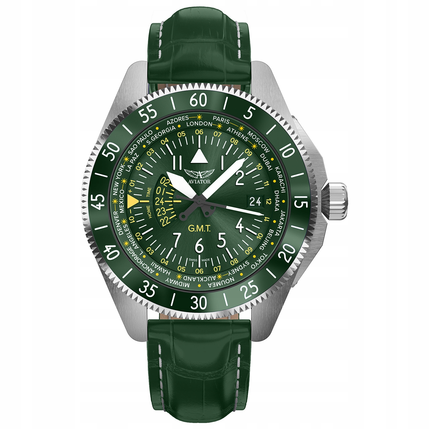 Pánské Hodinky Aviator V.1.37.0.309.4 zelený pásek