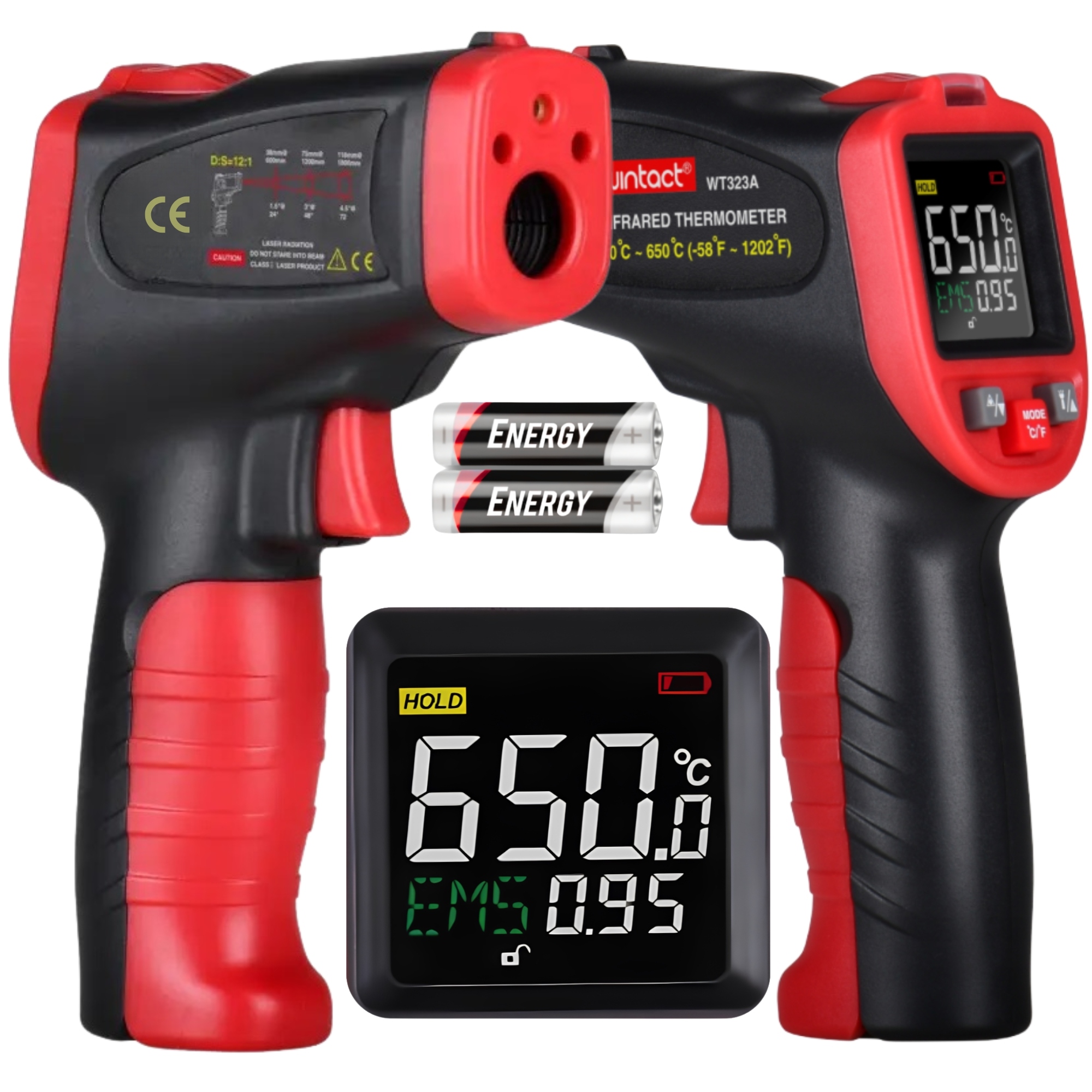 Pyrometr Laserový Bezdotykový Teploměr S Diodami Uv A Emisivitou -50+650°C