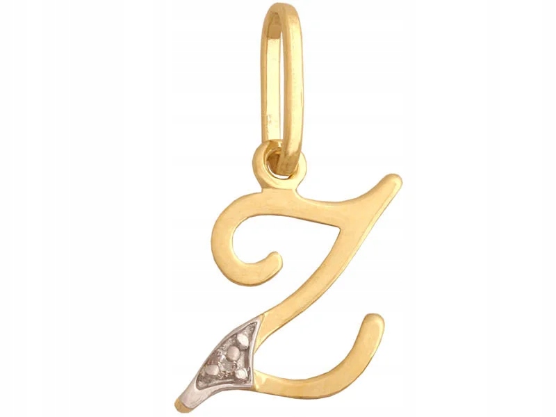 Zlatý přívěsek na dárek ryzost 585 módní písmenko Z dva odstíny zlata