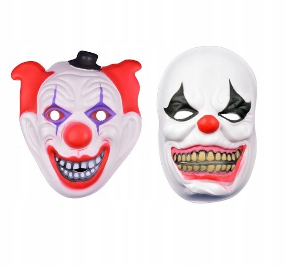 MASKA NA TWARZ PIANKOWA KLAUN HORROR 1 SZTUKA HALLOWEEN