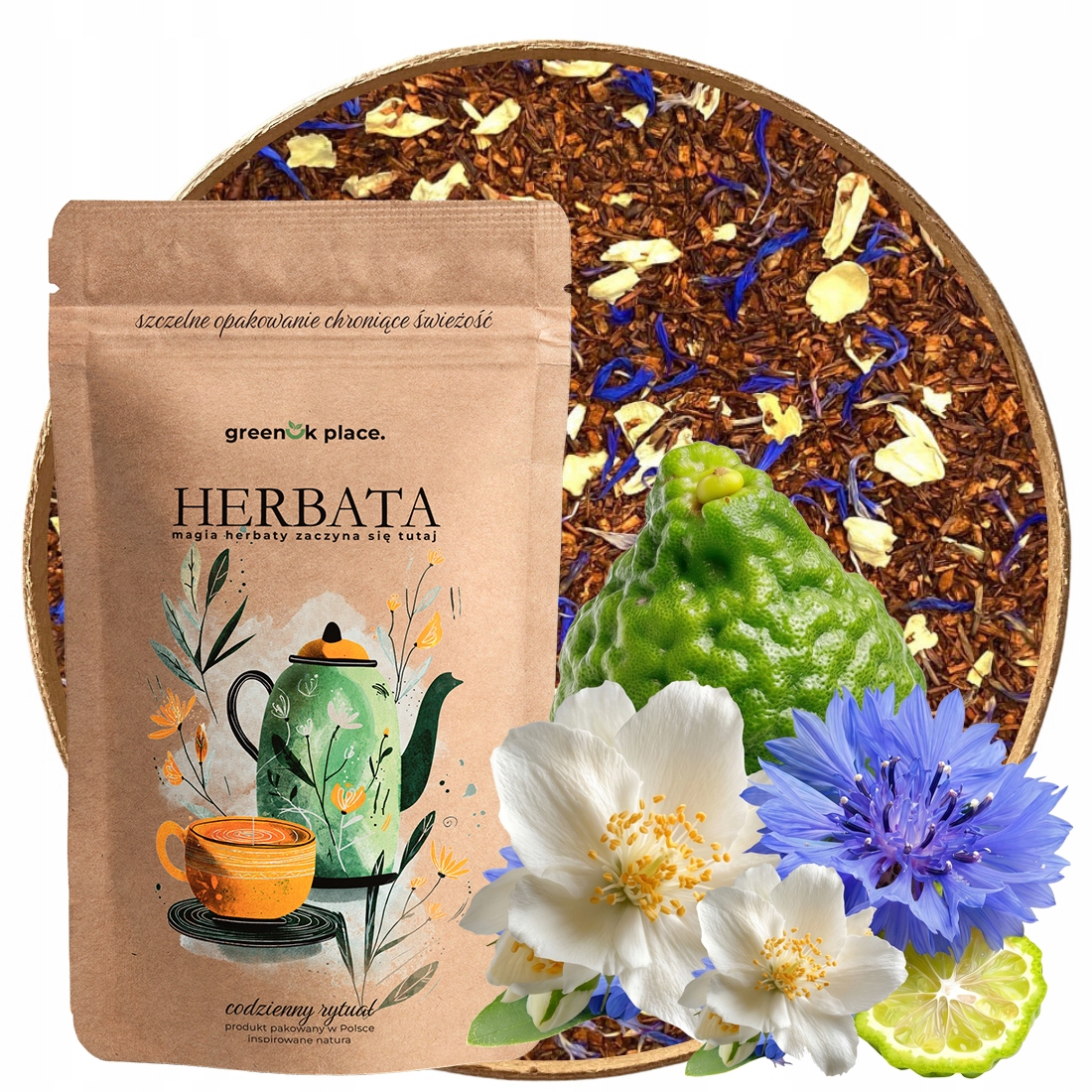 Čaj Rooibos Earl Grey 1000 g bergamot bez kofeinu aromatický 1 kg Velkoobchod