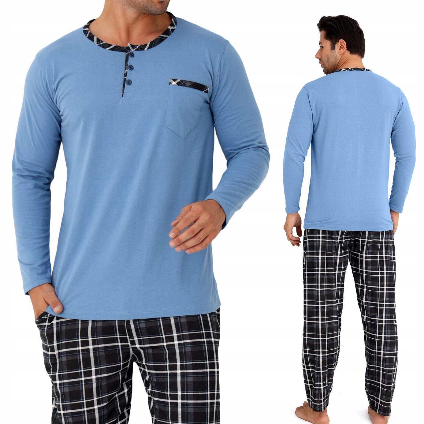 Pánské pyžamo 100% Bavlna Dlouhý komplet na zimu Mikina kalhoty XL