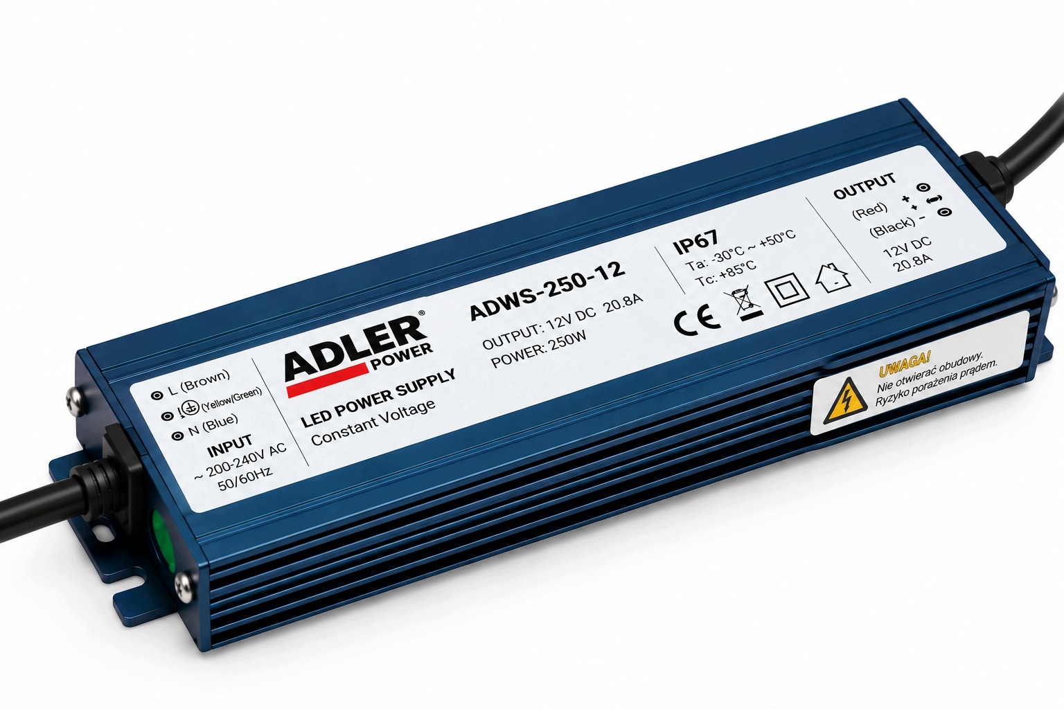 Vodotěsný napájecí zdroj Led 12V 250W 21A IP67 ADWS-250-12