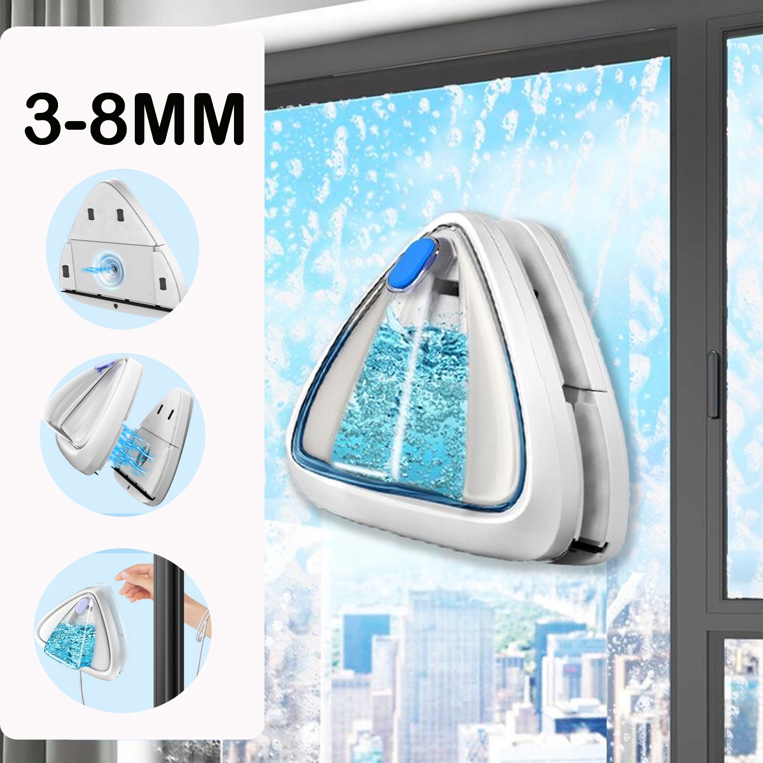 Magnetická Myjka Na Okna S Trojitou Ochranou Proti Spadnutí, Pro Okna 3-8 MM
