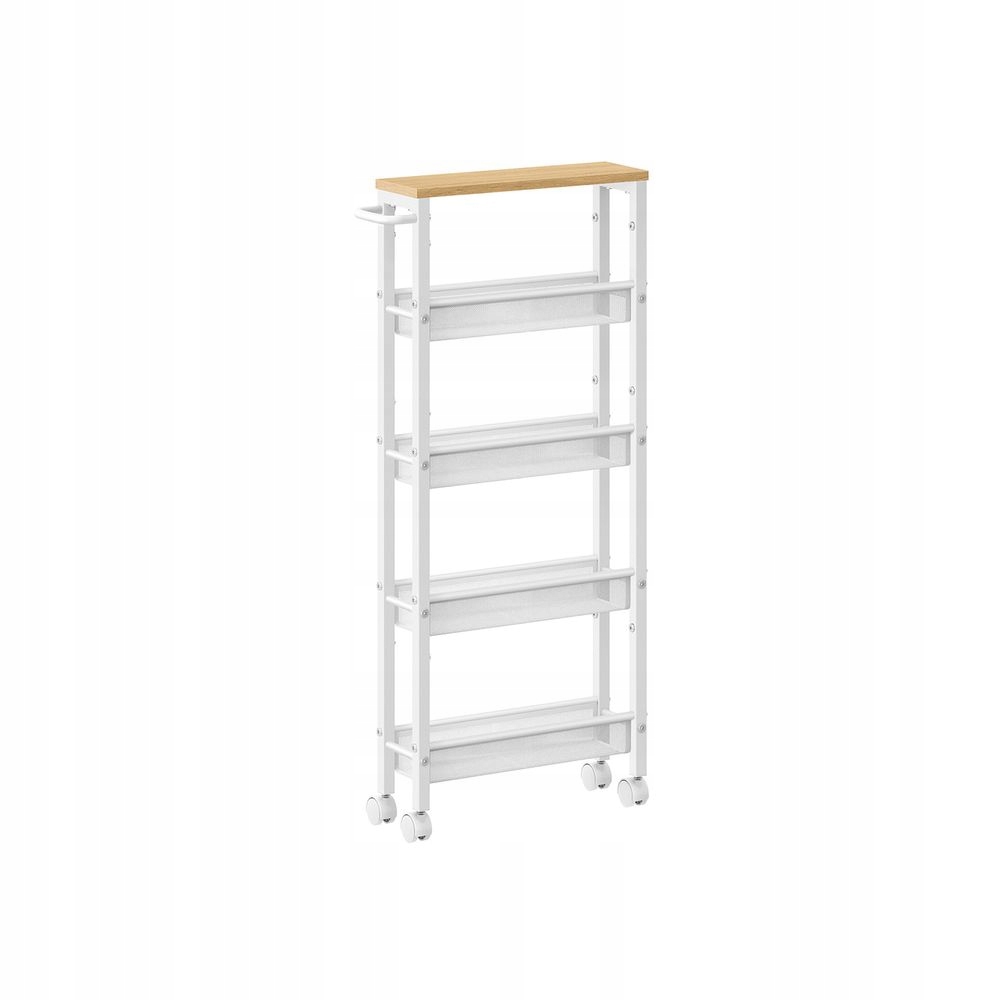 Kuchynský vozík na kolieskach 5 úrovní – ľahký, priestranný, úzky, biely