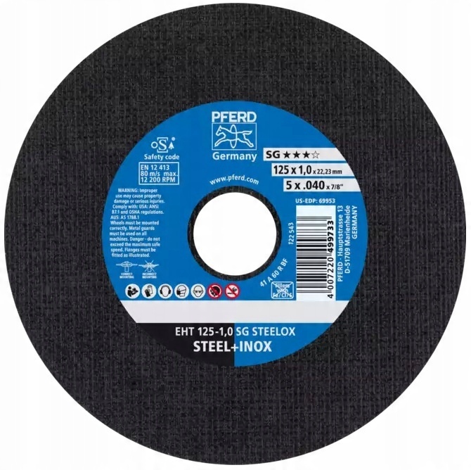 

Tarcza do cięcia stali Inox Pferd 1x125mm Sg