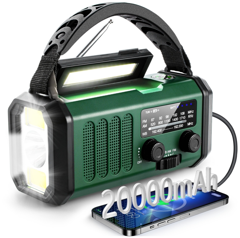 Nouzové Solární Rádio 20000 mAh Dynamo Powerbanka Korbka Sos Svítilna Na Ryby