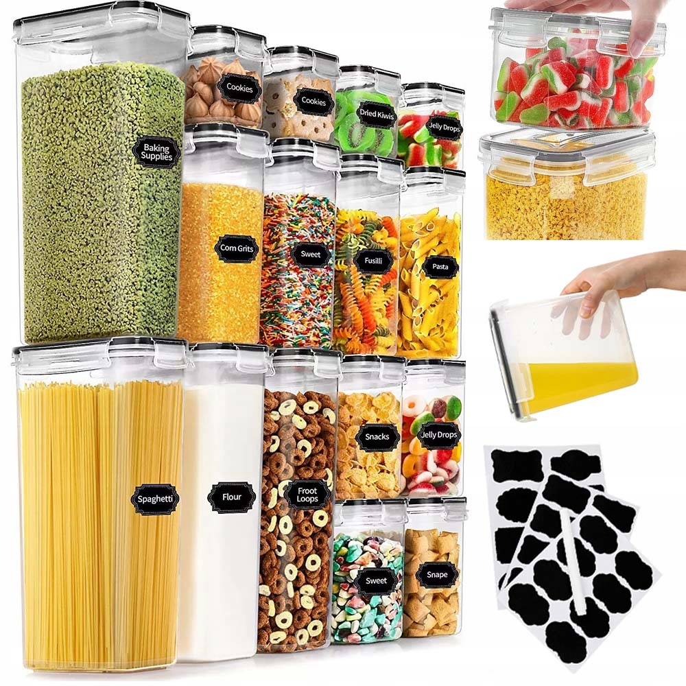 Pojemników Hermetycznych Na Żywność Szczelne Do Kuchni Z Zamknięciem 16SZT