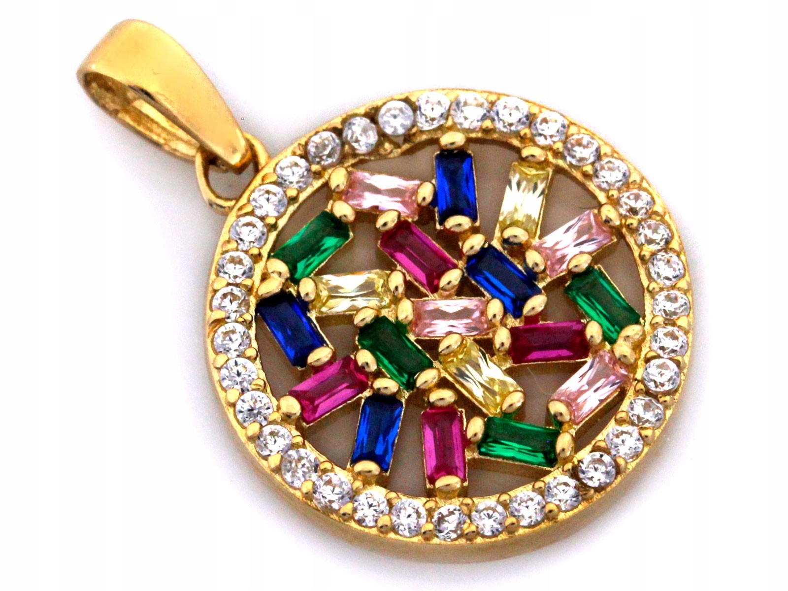 Zlatý přívěsek 585 zdobený barevnými zirkony, váha 1.29 g jako dárek