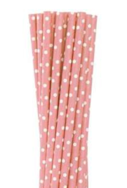 Słomki papierowe różowe paski bio 6x197 mm 250 szt