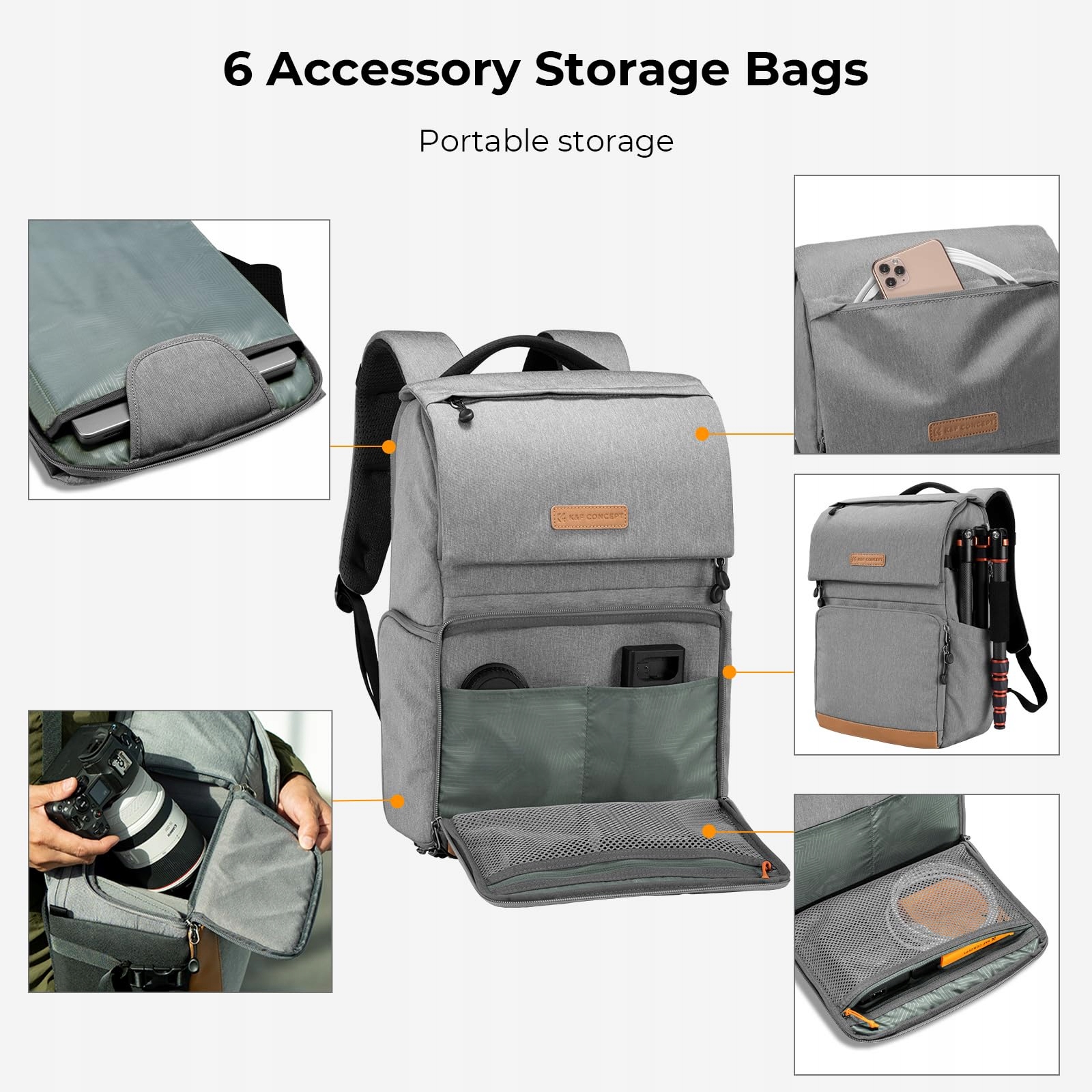 K&F CONCEPT Plecak Fotograficzny 22L Duża Pojemność Laptop 15,6 Cala — miniatura 5