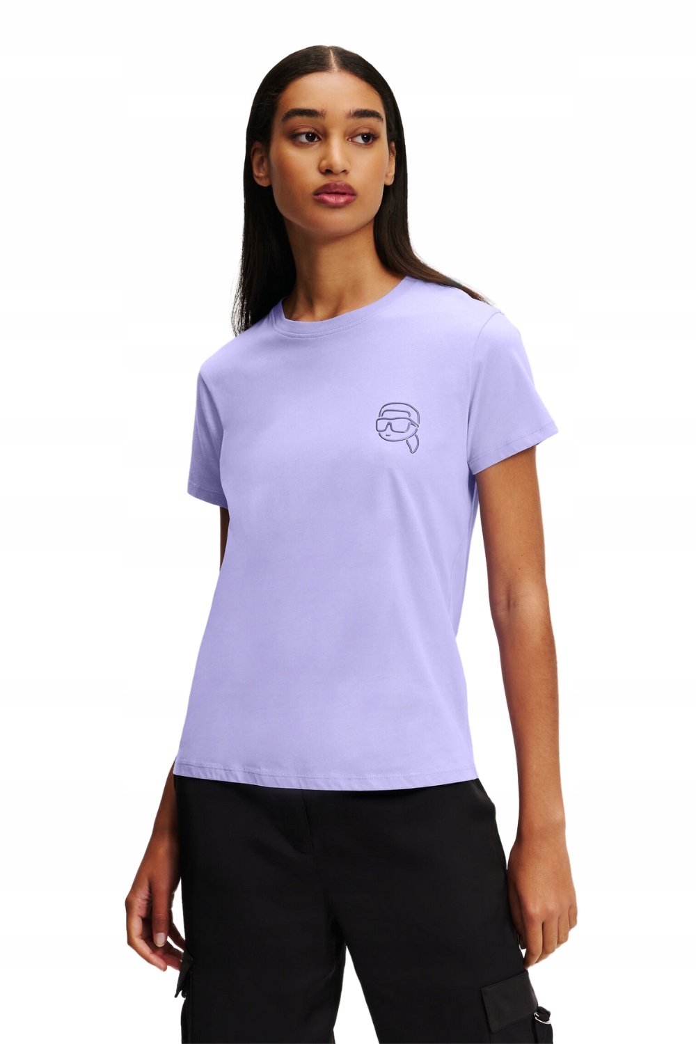 Karl Lagerfeld Levandulové dámské tričko Ikonik 2.0 Jelly Xs