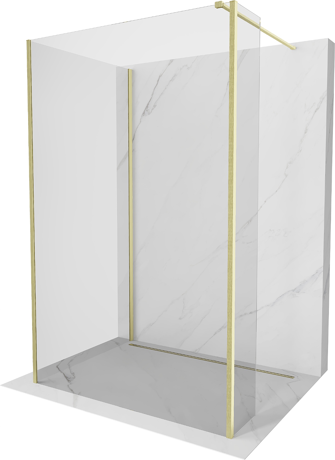 Mexen Kioto Ścianka Prysznicowa Walk-in 130x105x40 Złota Szczotkowana