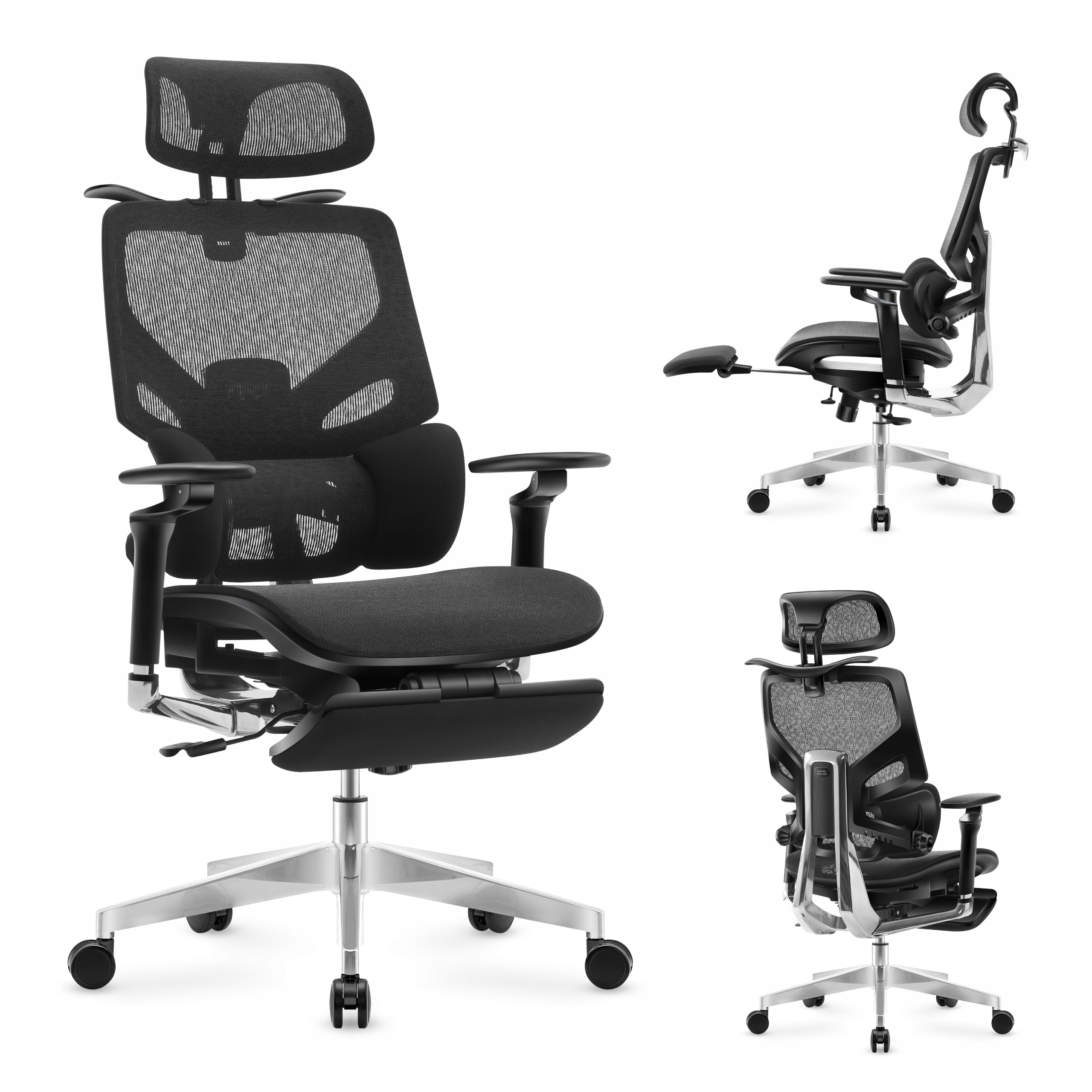 Ergonomická kancelářská židle Mark Adler černá otočná s podnožkou