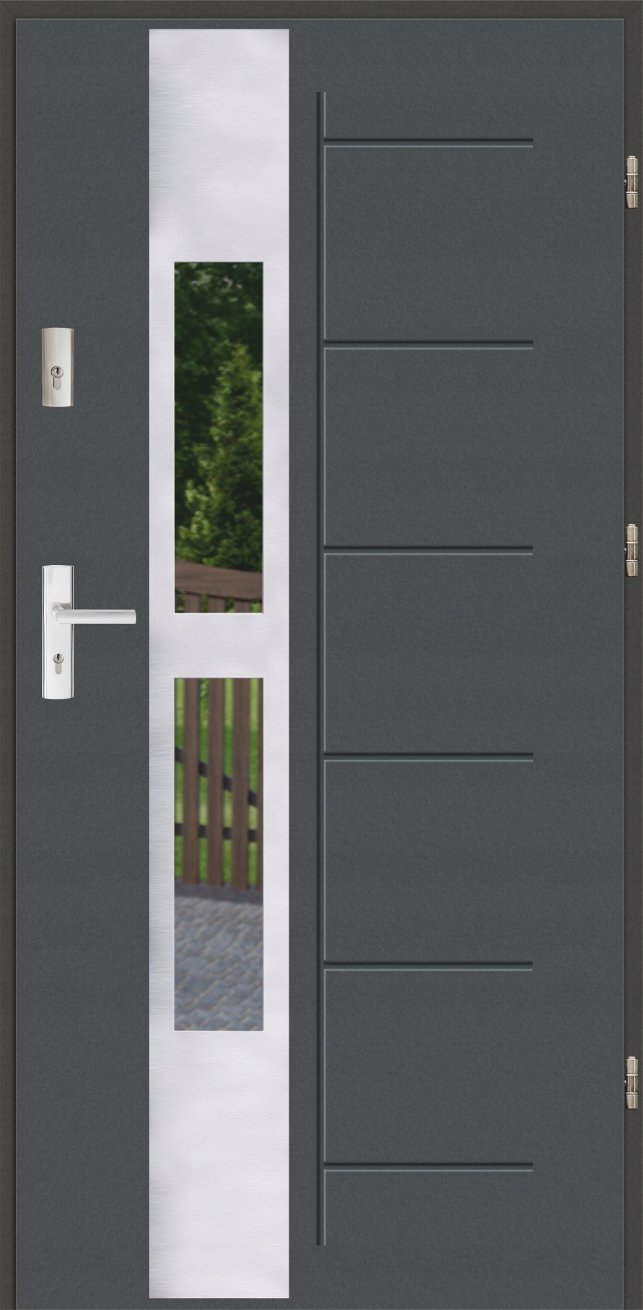 Drzwi Ud1,2 Lux Plus 72mm Gala 135 Inox Antracyt Ciemny 80P do wewnątrz