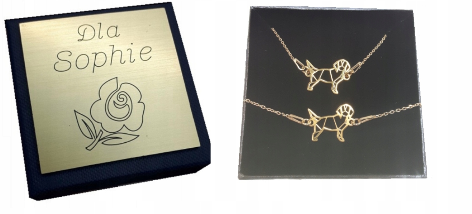 

Komplet pies piesek Origami srebro 925 Grawer