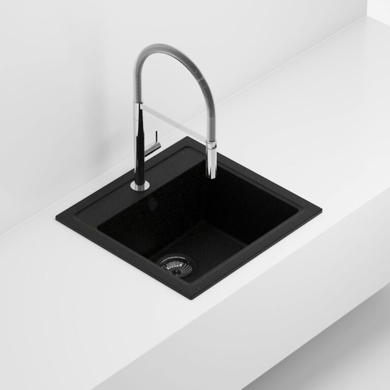 Zlewozmywak Modern D100HB Black 500X486X223 Nakładany Z Półką Pod Armaturę