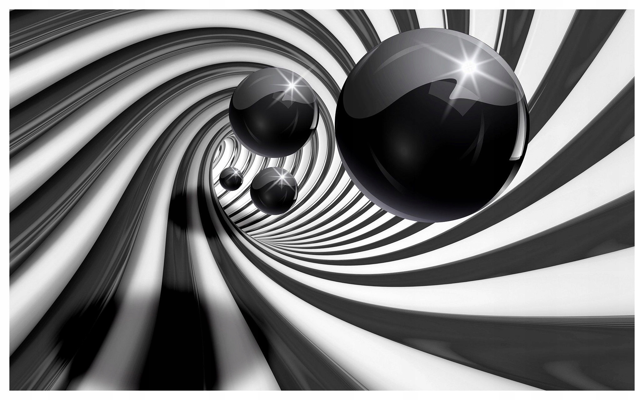 Fototapeta Vír koule tunel 3D černobílá minimalismus loft 208x146 lepidlo