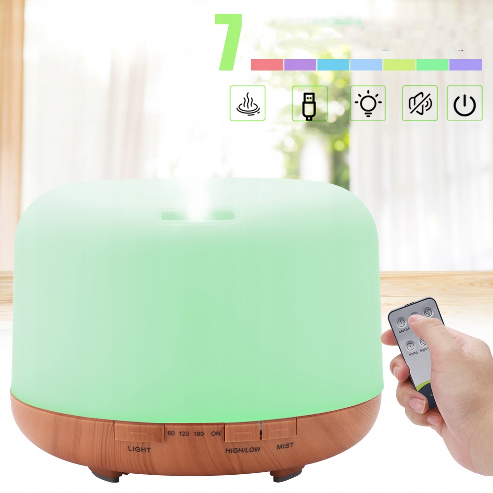 NAWILŻACZ POWIETRZA DYFUZOR ZAPACHOWY AROMATERAPIA LED LAMPKA NOCNA 7 KOL Rodzaj dyfuzor elektryczny