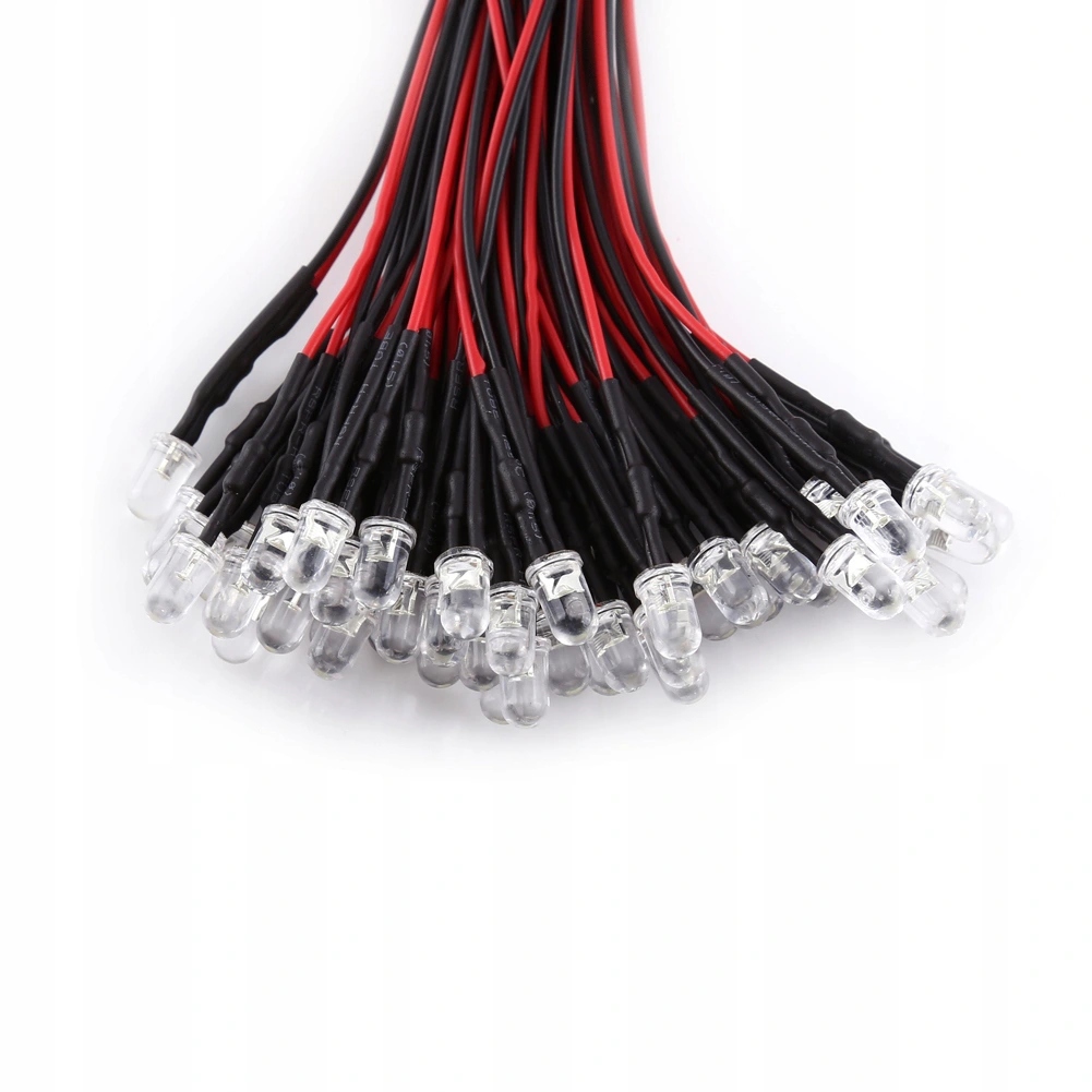 5MM DC LED SZTUK 50 DIODY BIAŁY 9-12V