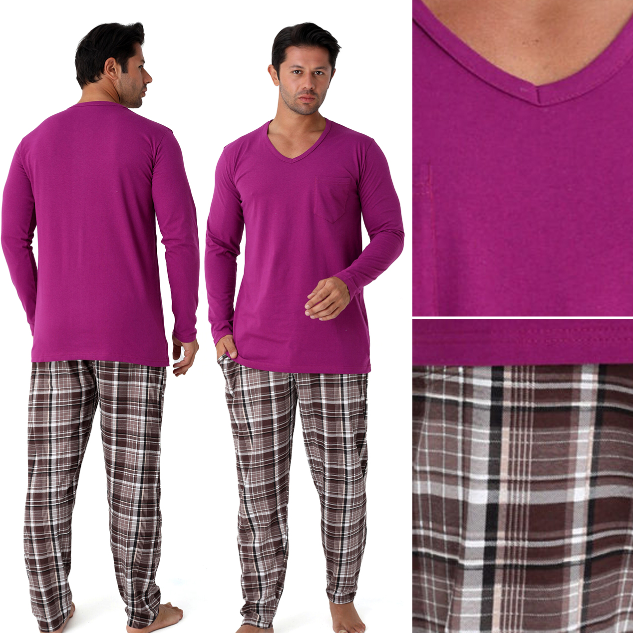 Pánské pyžamo Komplet na zimu s dlouhým rukávem 100% Bavlna XXL