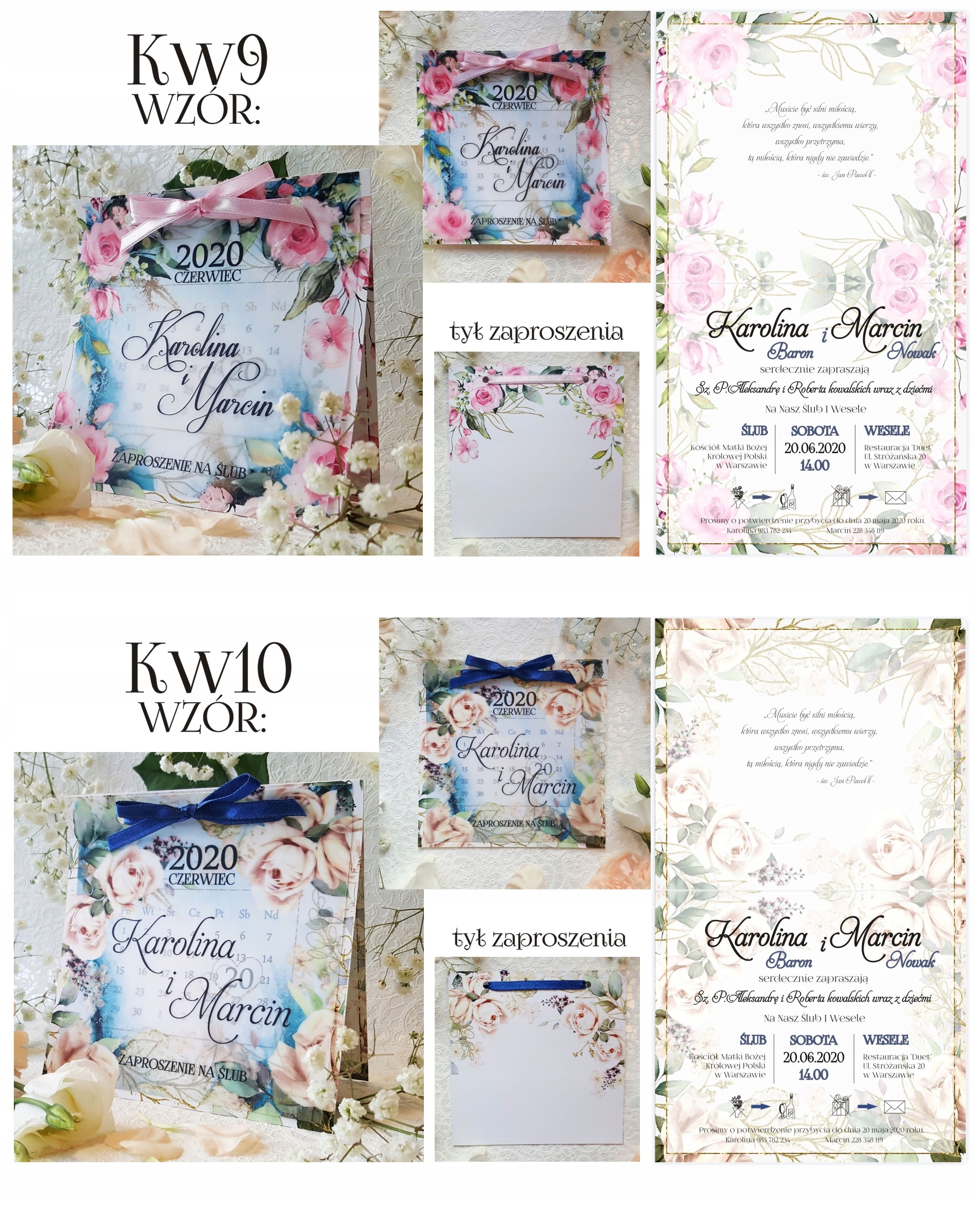 ZAPROSZENIA NA ŚLUB ŚLUBNE Z KALENDARZEM, KWIATOWE Nazwa KALENDARZ Z KOKARDKĄ