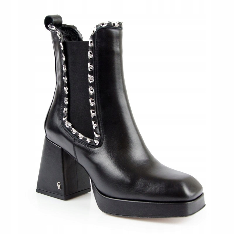 Carinii B8535 Kotníkové Boty Kozačky Kůže Lico Černé 37