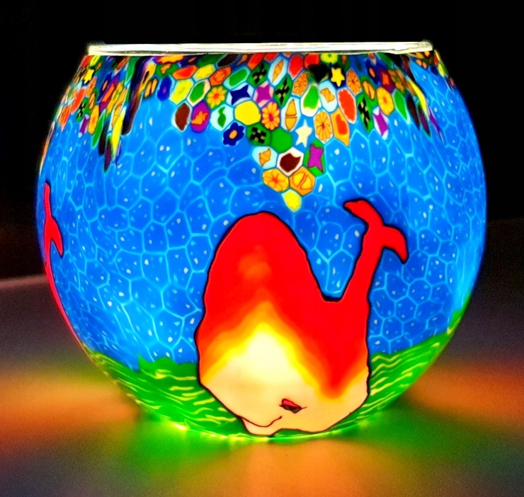 LAMPION WITRAŻOWY NA T-LIGHT MEDYTACJA JOGA