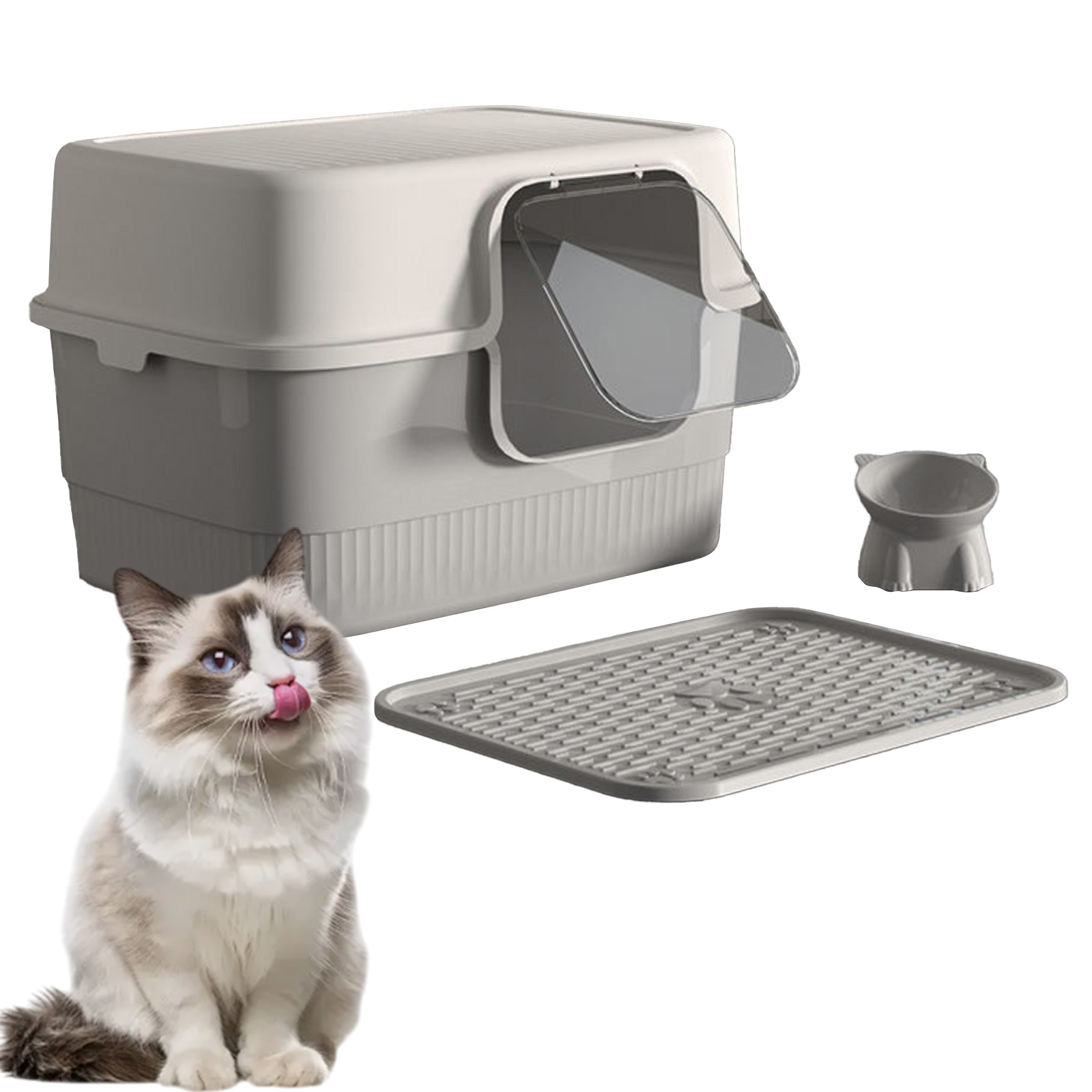 Levně Toaleta Pro Kočky Uzavřená S Absorbérem A Lopatkou Miska Pro Kočky