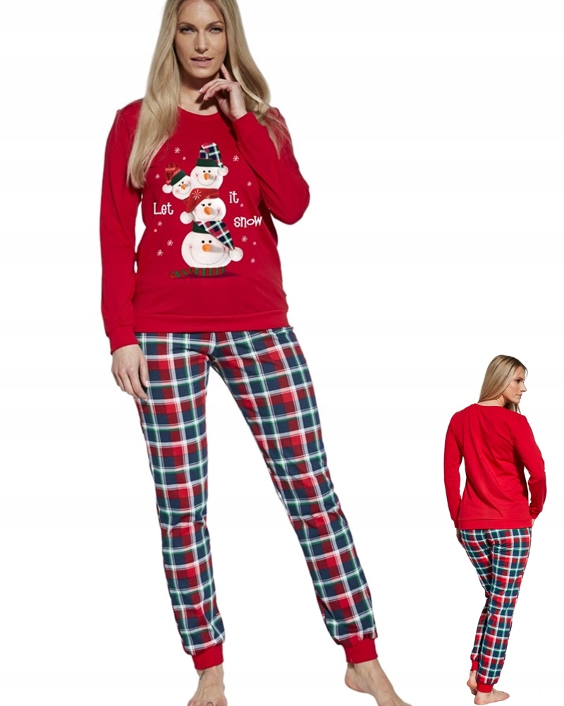 Dámské Pyžamo Cornette Snowman 671 XL 42 Červená