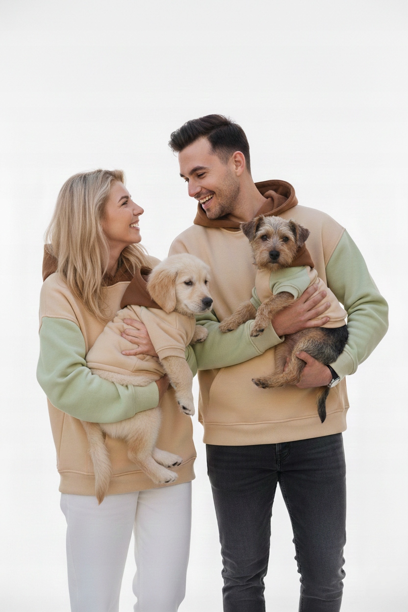Mikina pro psa 100% bavlna zelená kačenka Matchy matcha set Xs-xxl