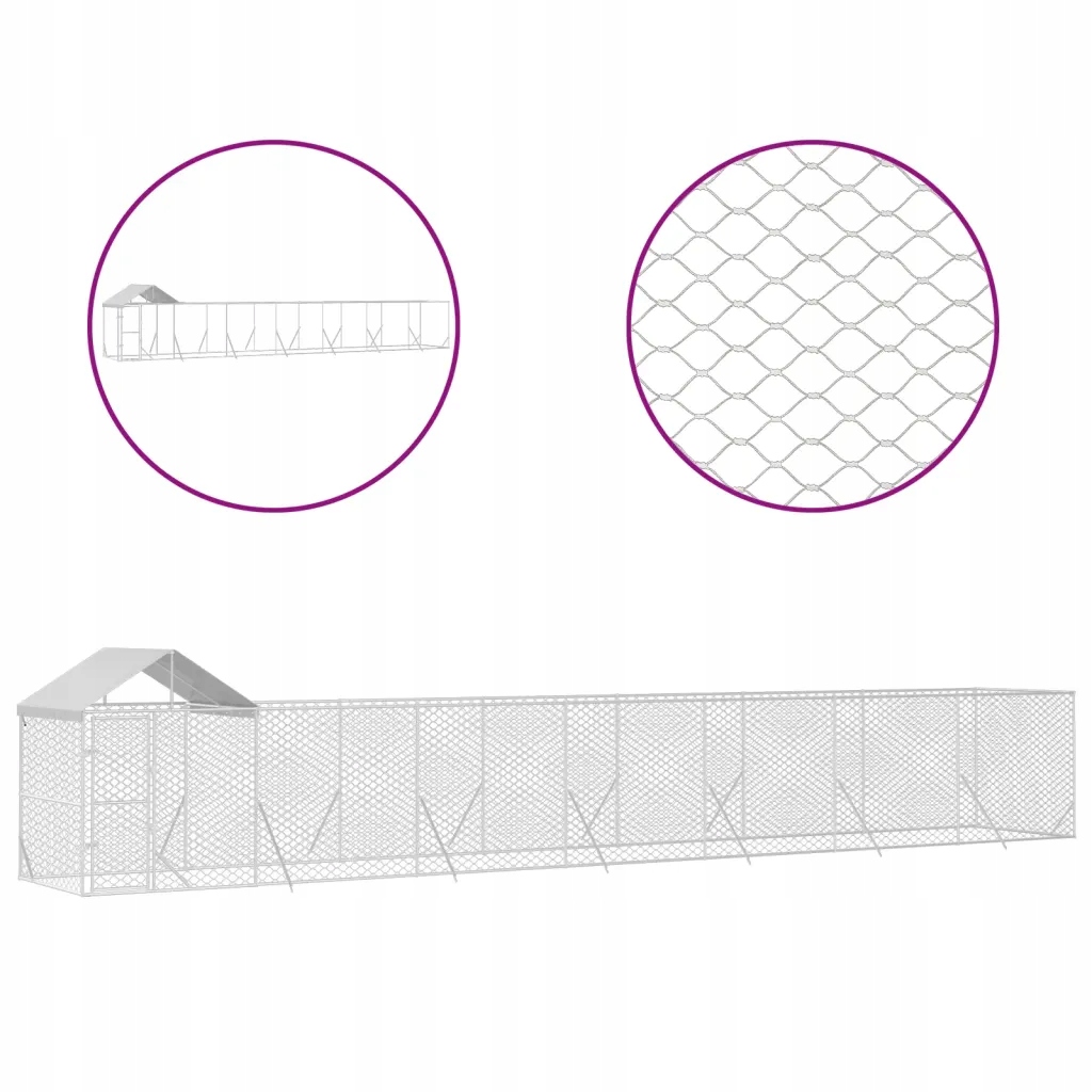 Levně Kotec kovová VidaXL 200 x 1400 x 250 cm