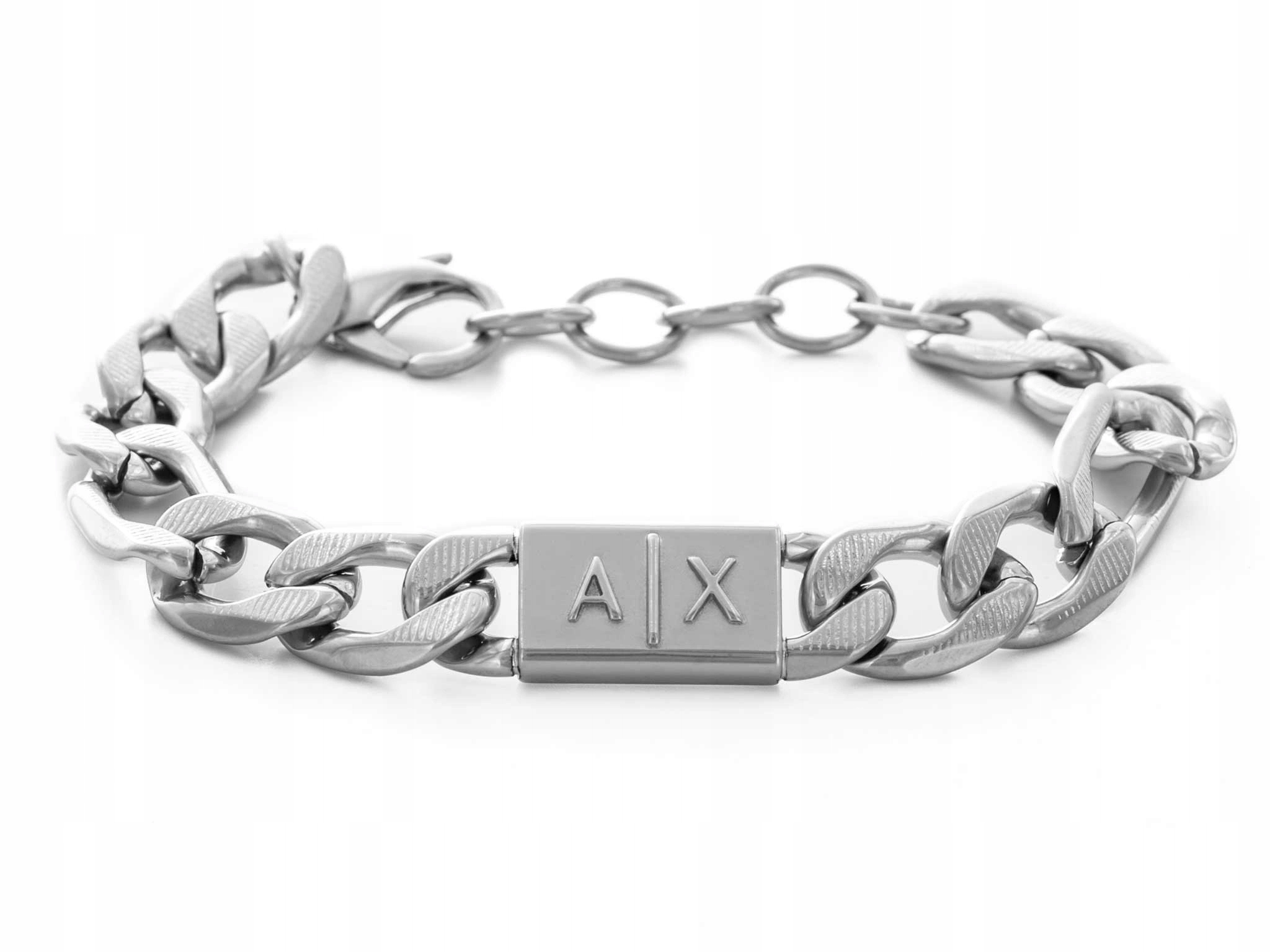 Pánský náramek Armani AXG0077040 Stříbrný ocelový nadčasový Elegantní