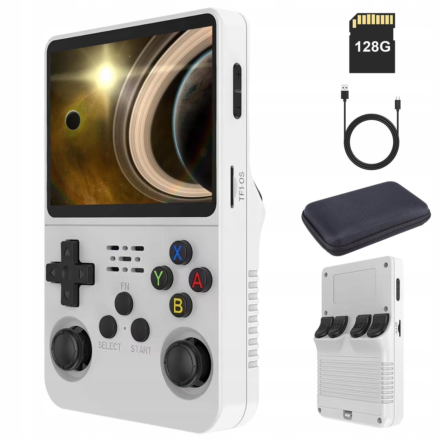 Przenośna Konsola Do Gier R36S 3.5 Cal Ips Linux 21000 Gier Biała Joystick