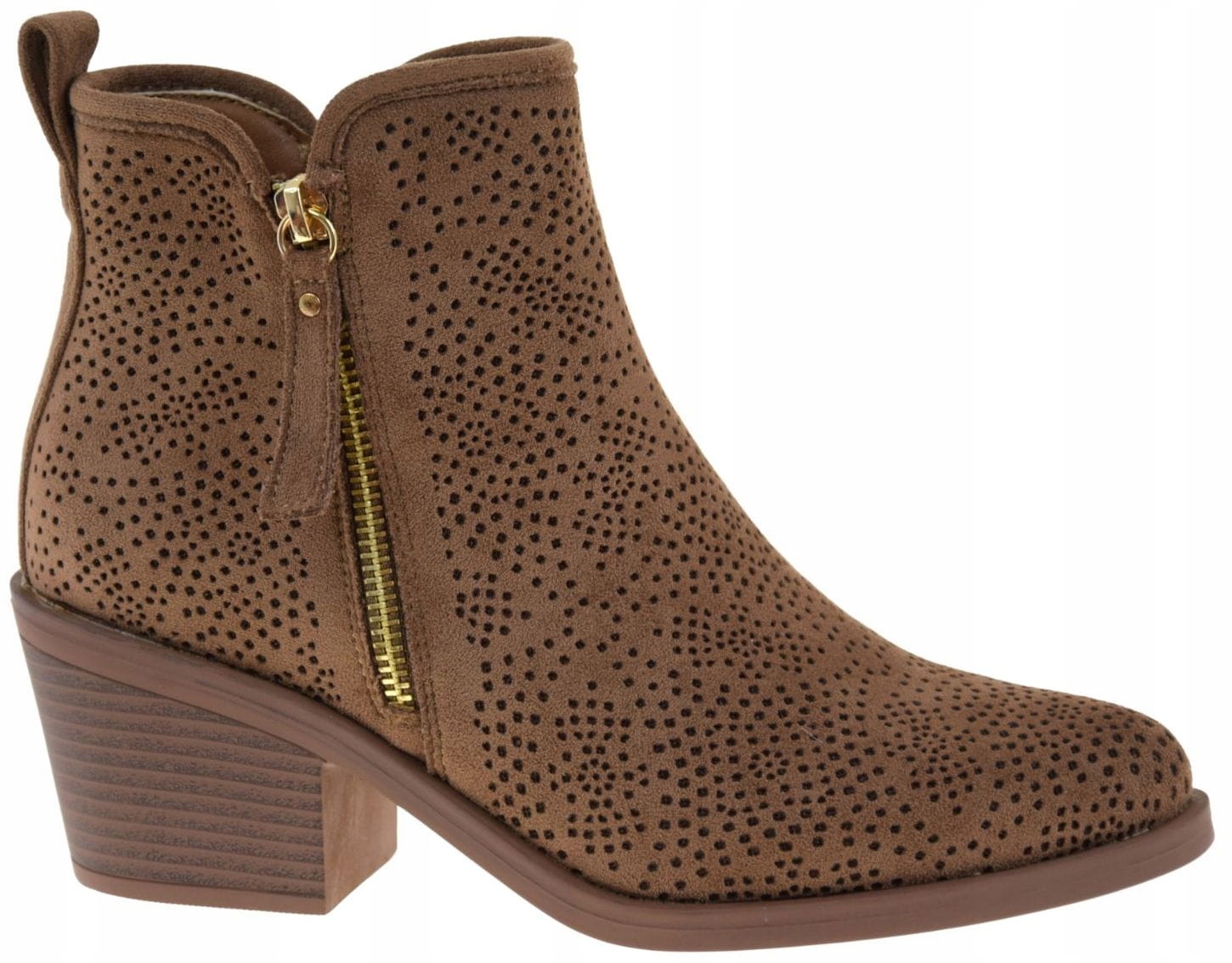Dámské kotníkové boty kovbojské boty módní S.Barski HY52-538 hnědé coffee na podpatku 37