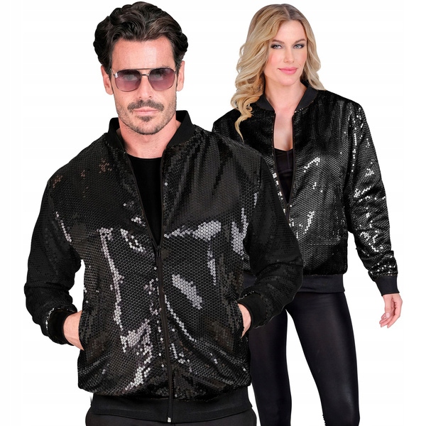 Flitrová Bunda Černá Bomber Mikina Unisex Zábava Party XXL