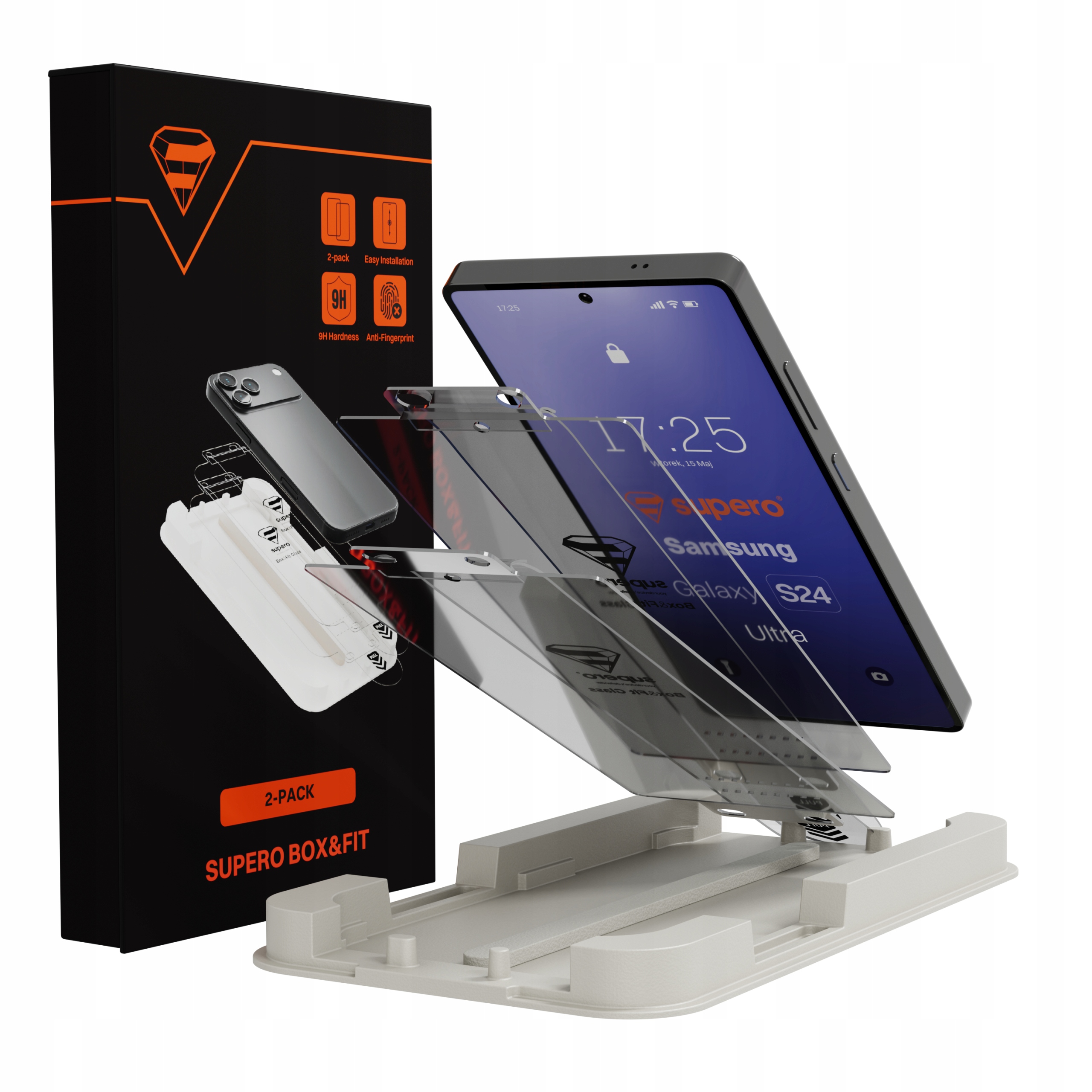2x Szkło hartowane Supero do Samsung Galaxy S24 Ultra szybka 9H aplikator